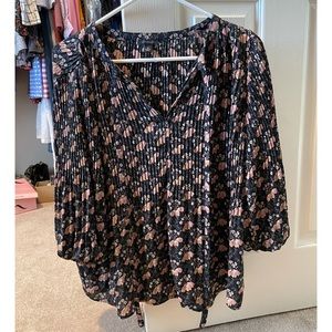 Ann Taylor Mico Pleat Floral Blouse